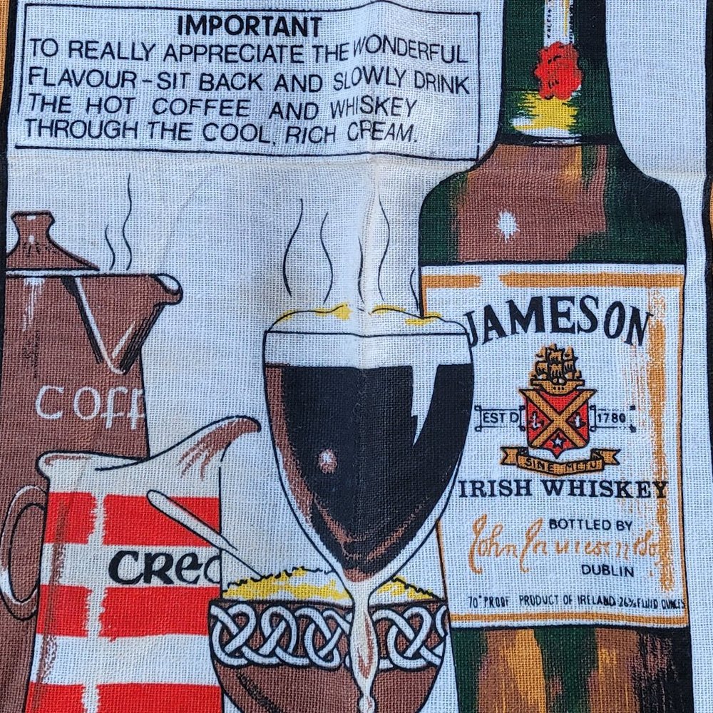 VINTAGE Irish Tea Towel Kitchen or Bar Hanging